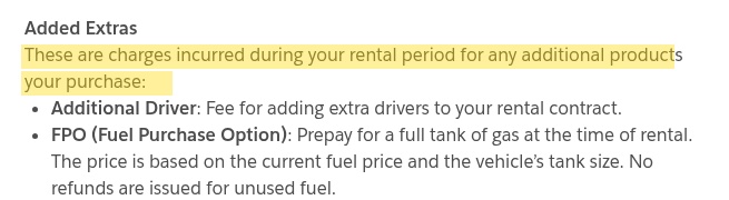 Highlighted excerpt from Hertz's page for: 2. Protection or extras you didn't agree to? Compare the paperwork
