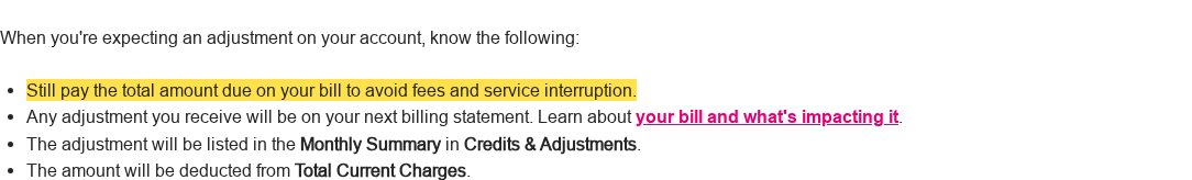 Highlighted excerpt from T-Mobile's page for: 1. Keep paying while it's sorted out
