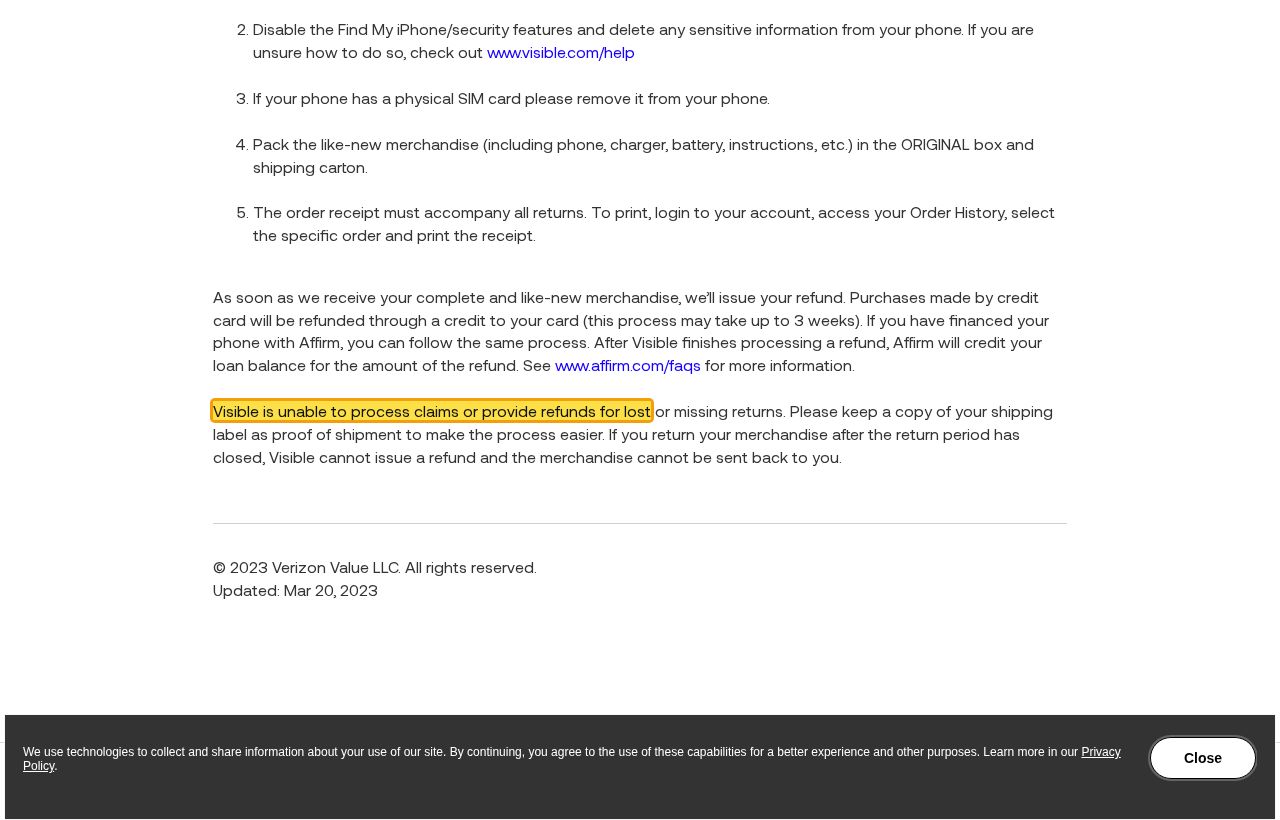 Highlighted excerpt from Visible's page for: 2. Keep proof of shipment